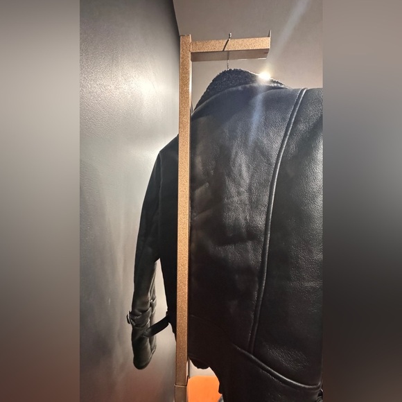 Avec les Filles Anthropologie NEW Black Faux Leather/Shearling Jacket - Picture 13 of 16